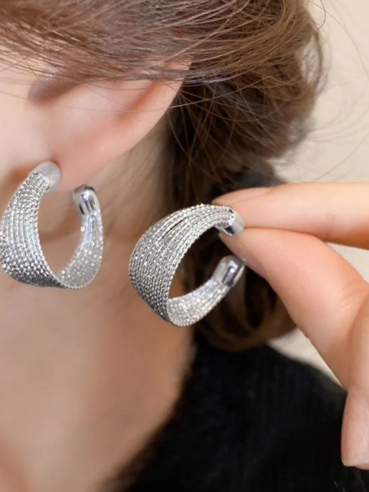 Classic Silver Hoop Korean Earrings