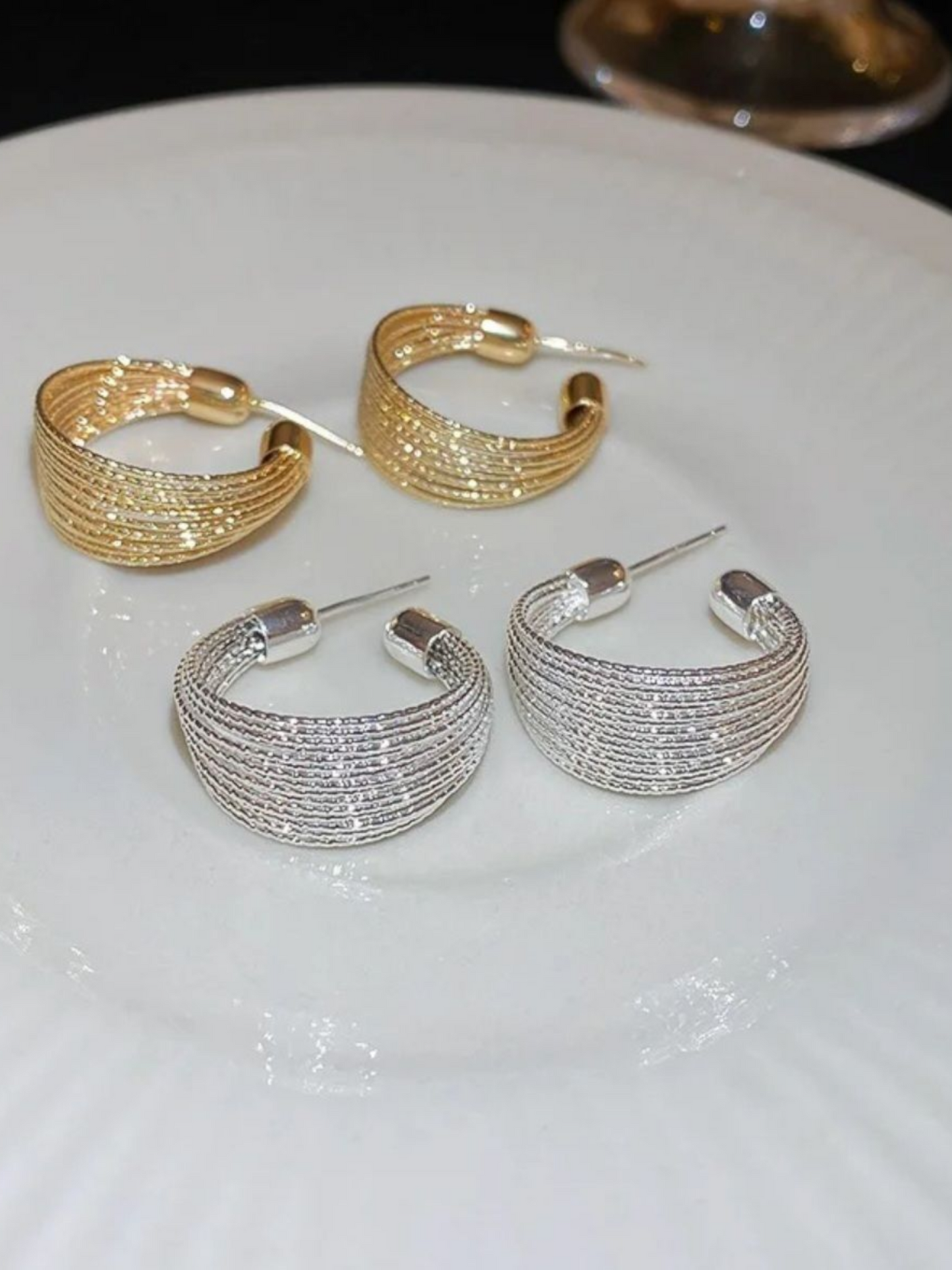Classic Gold Hoop Korean Earrings