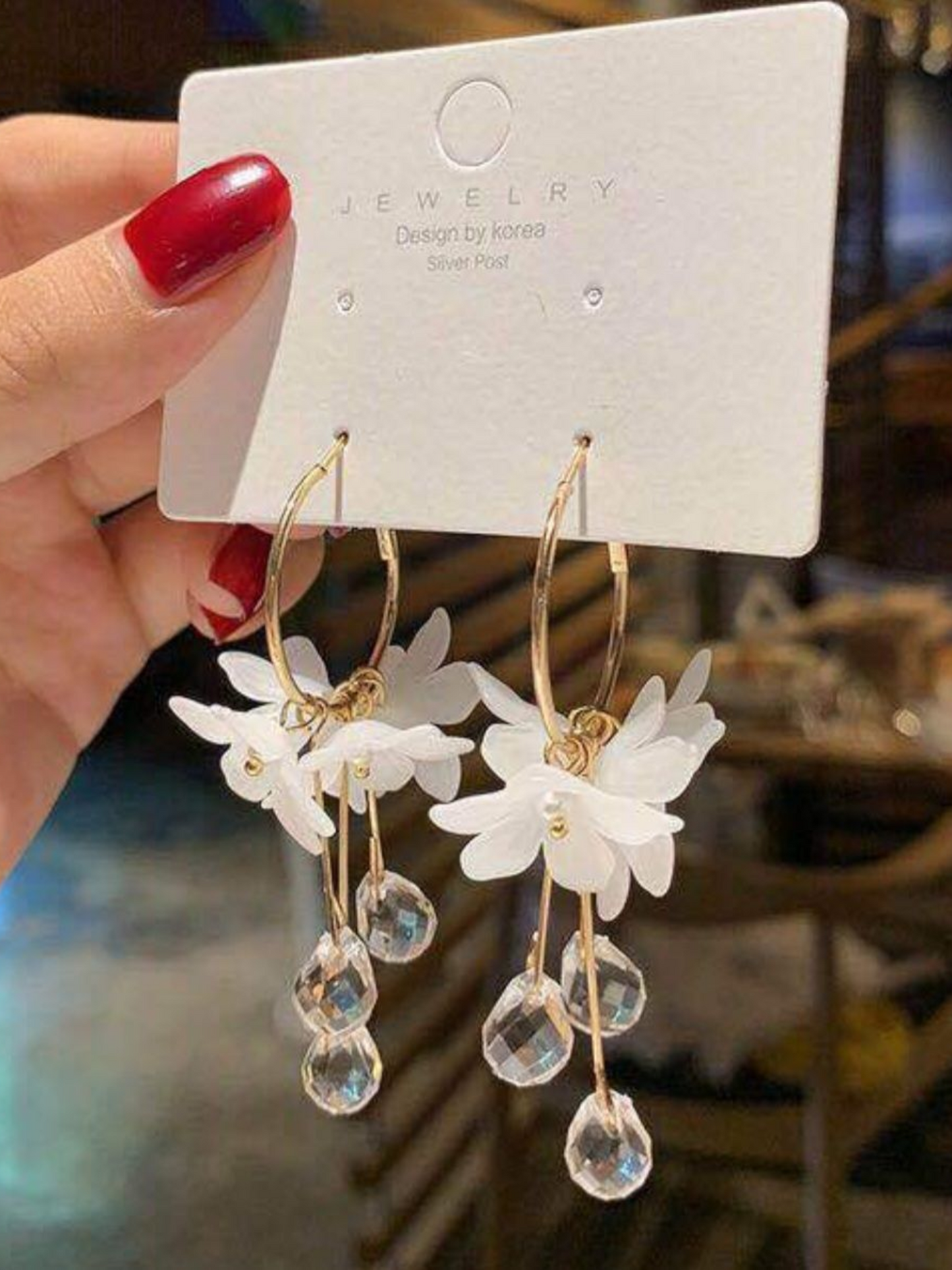 Blossoms Of the Snow Korean Tassel Earrings