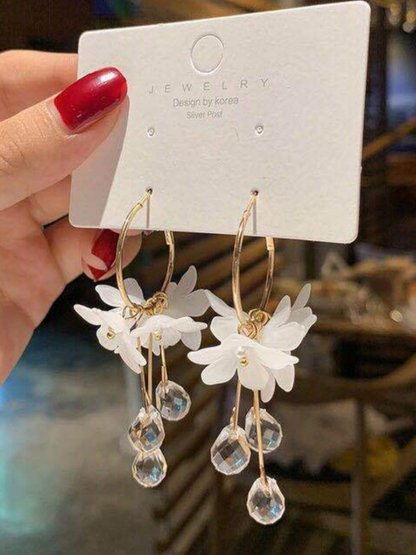 Blossoms Of the Snow Korean Tassel Earrings