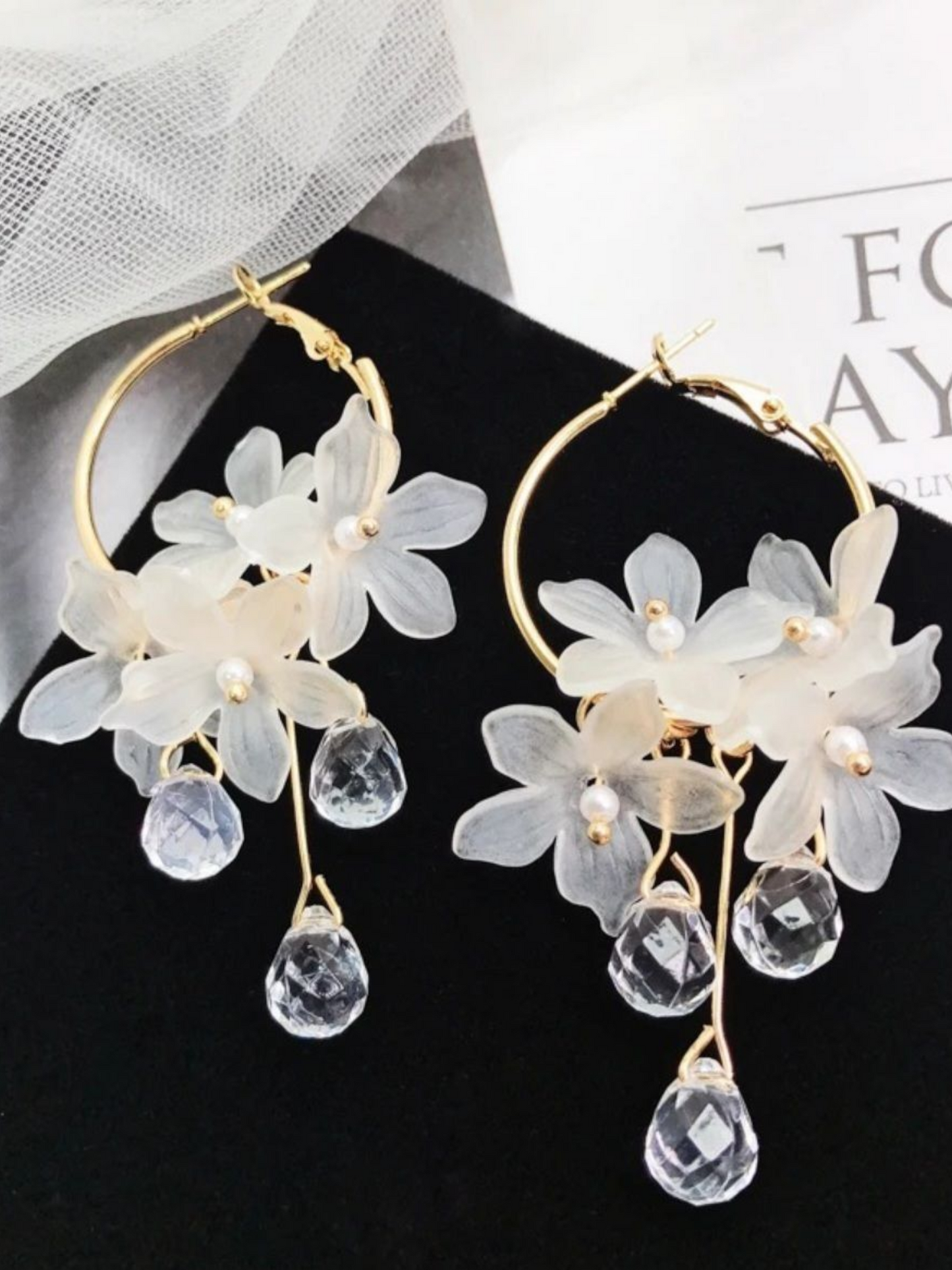 Blossoms Of the Snow Korean Tassel Earrings