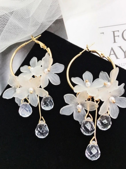 Blossoms Of the Snow Korean Tassel Earrings