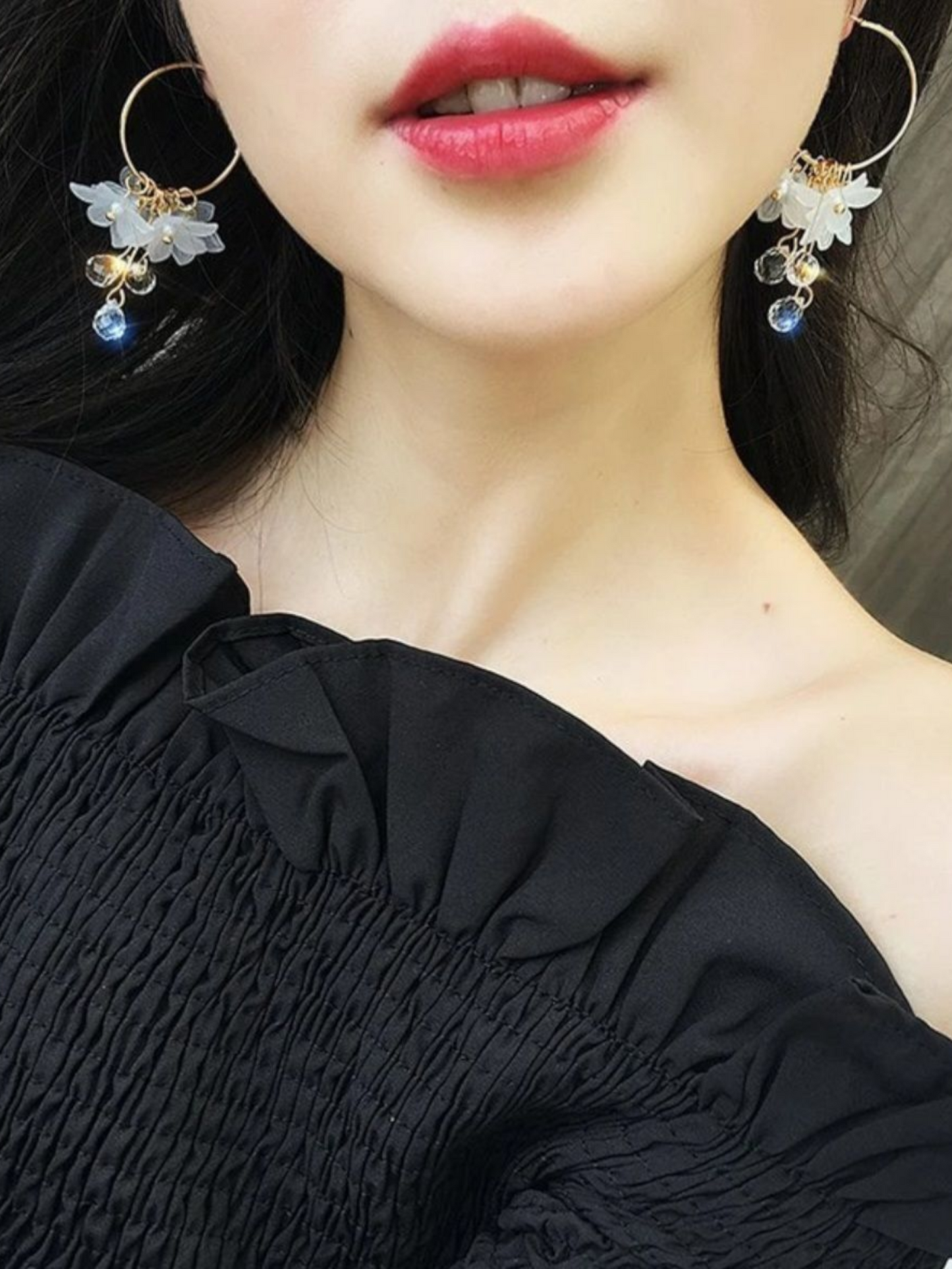 Blossoms Of the Snow Korean Tassel Earrings