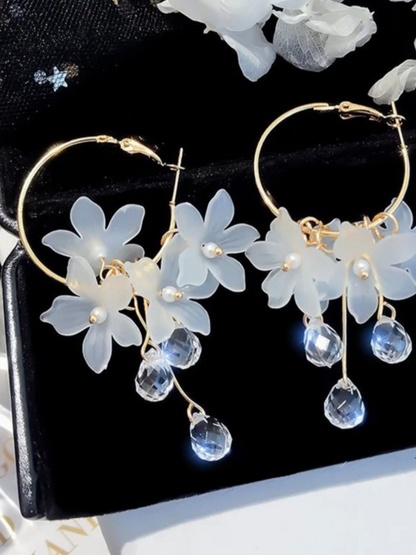 Blossoms Of the Snow Korean Tassel Earrings