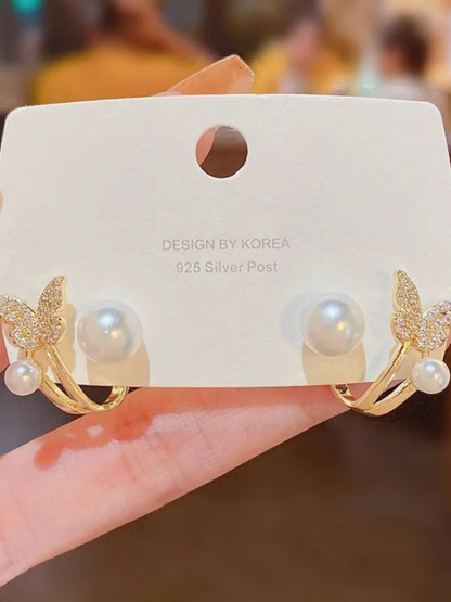 Butterfly & Pearls Most Trending Korean Earrings