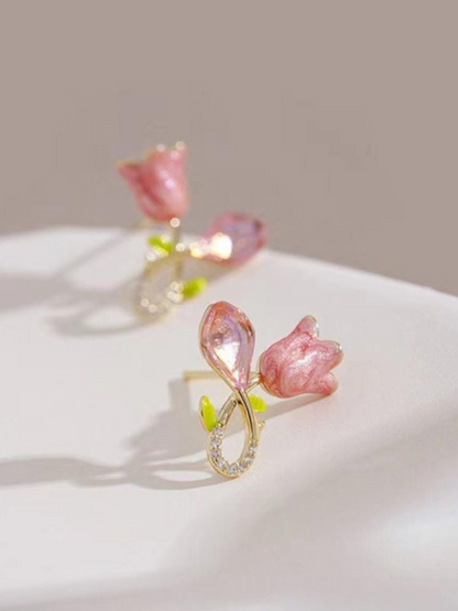 Roses And Buds Minimalistic Korean Earrings