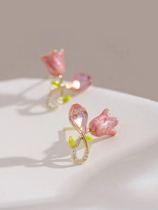 Roses And Buds Minimalistic Korean Earrings