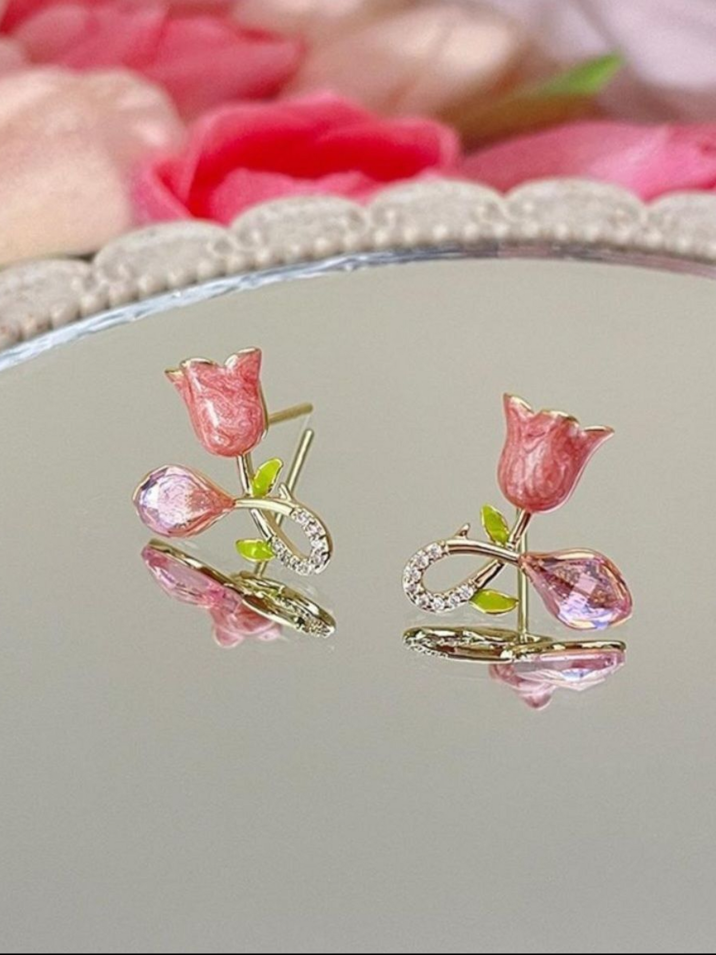 Roses And Buds Minimalistic Korean Earrings
