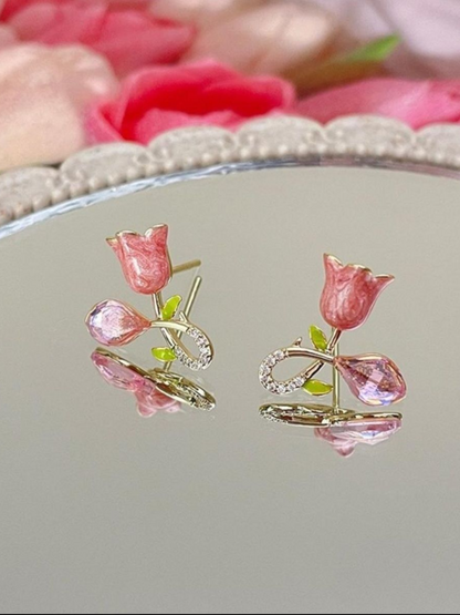 Roses And Buds Minimalistic Korean Earrings