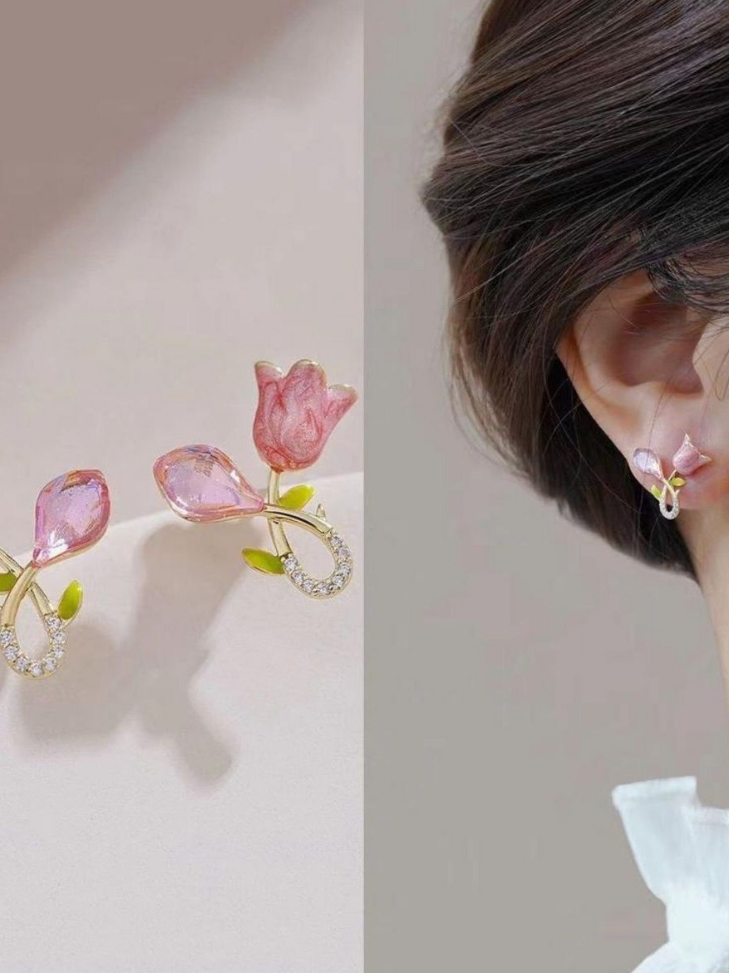 Roses And Buds Minimalistic Korean Earrings