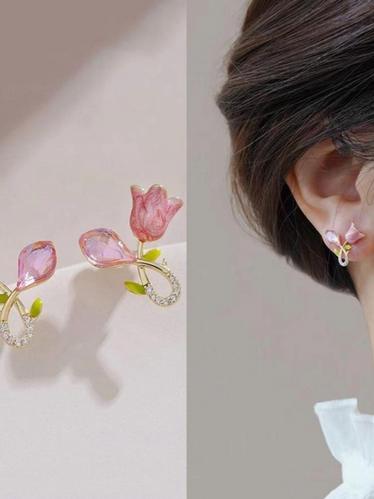Roses And Buds Minimalistic Korean Earrings