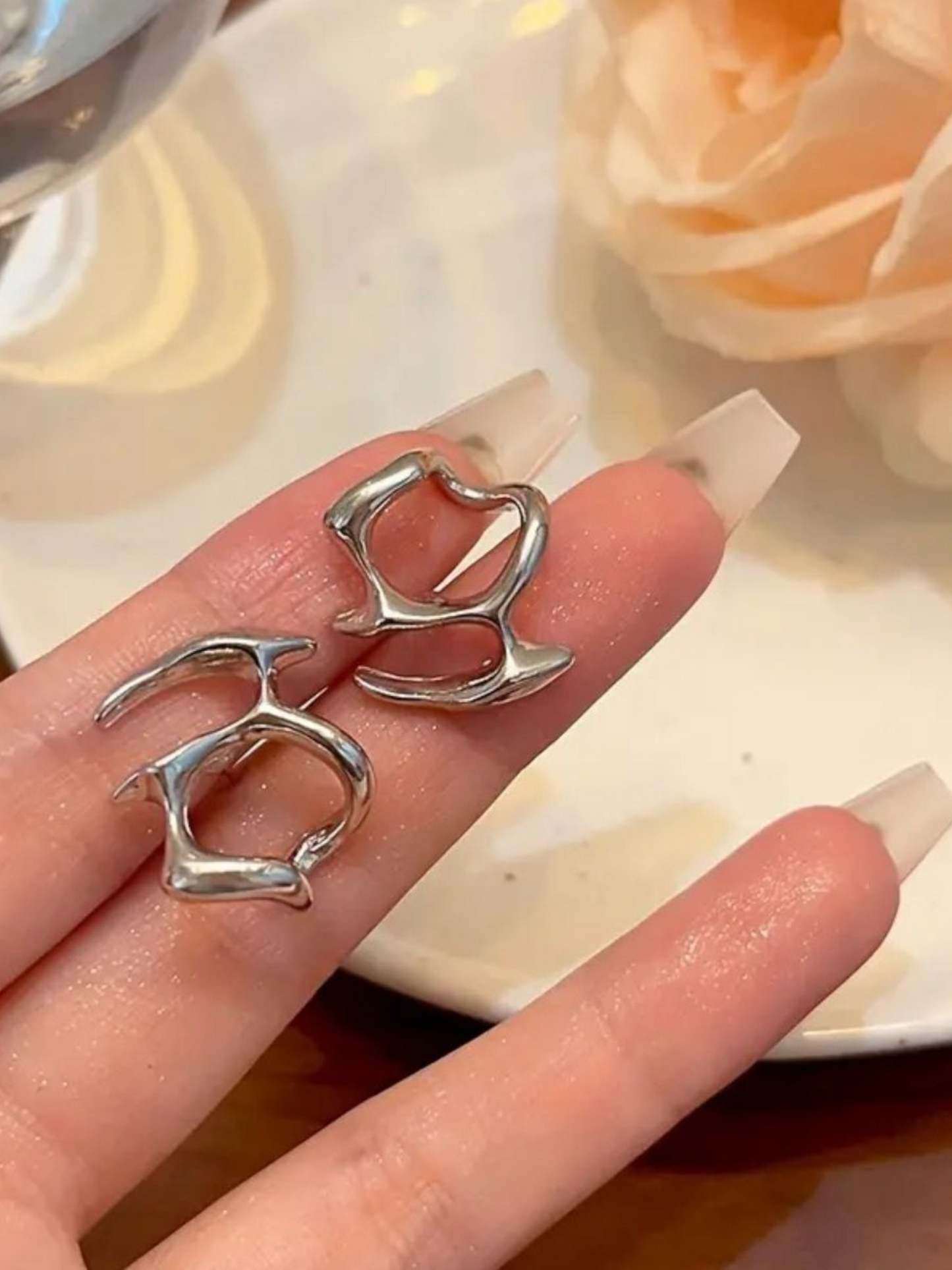 Silver Prison Korean Statement Earrings