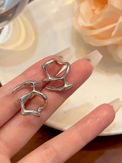 Silver Prison Korean Statement Earrings