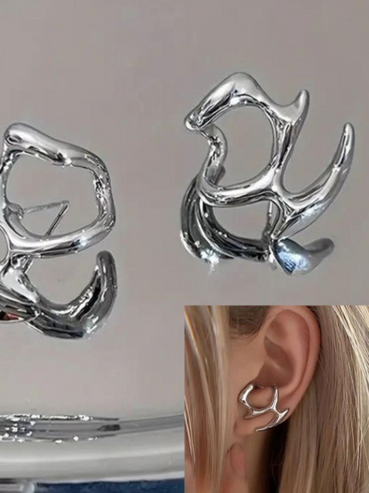 Silver Prison Korean Statement Earrings