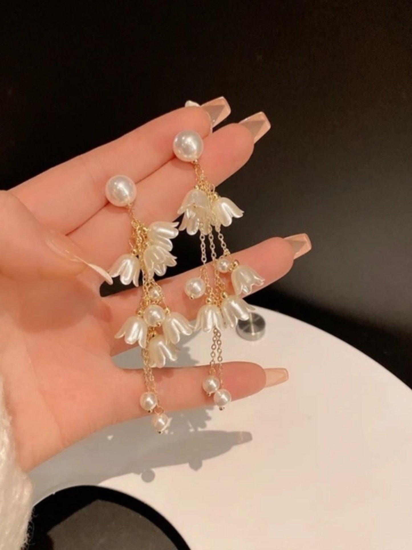 Lilly Cascade Moony Korean Earrings