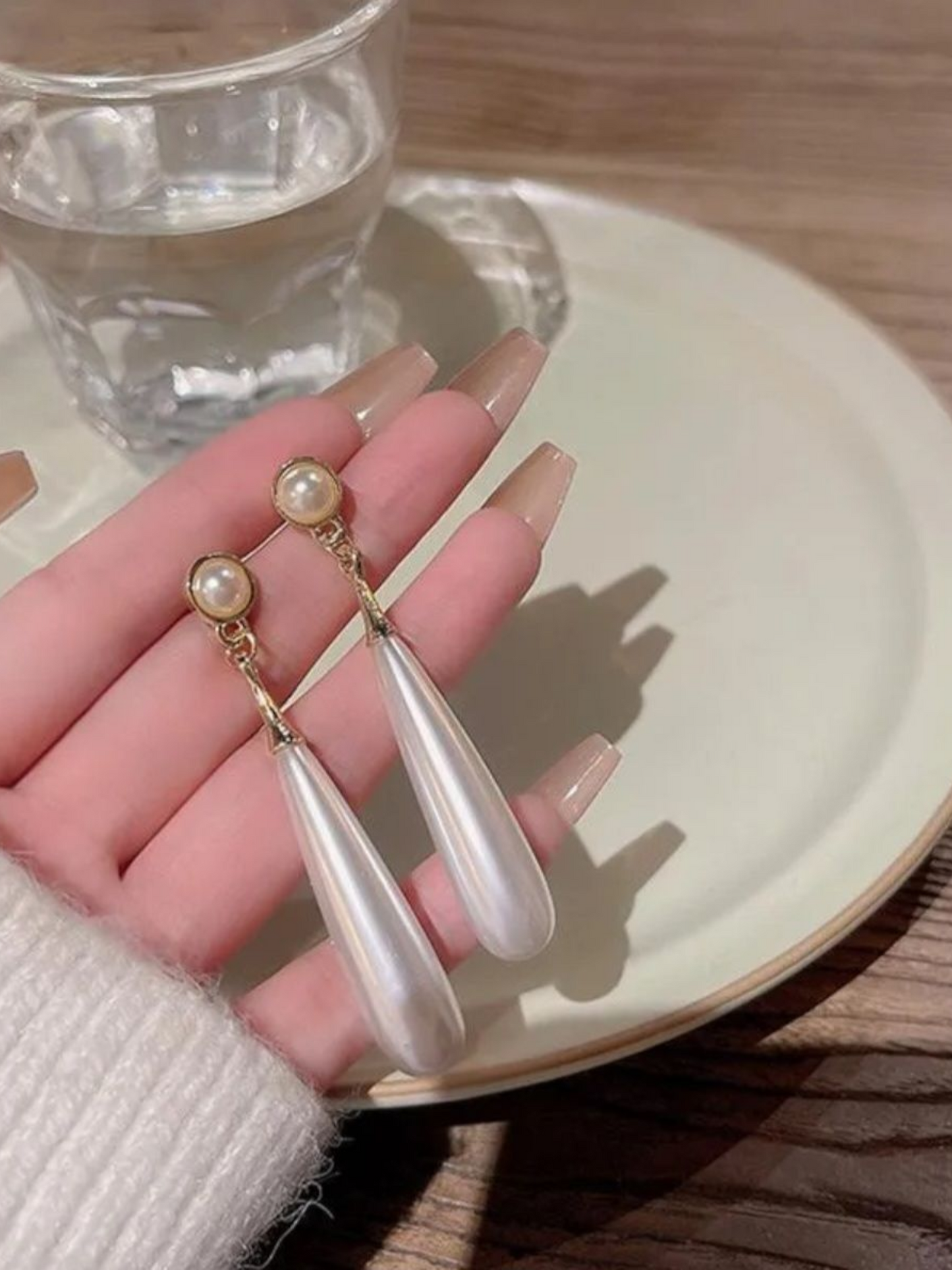 Classic Opal Tassel Korean Earrings