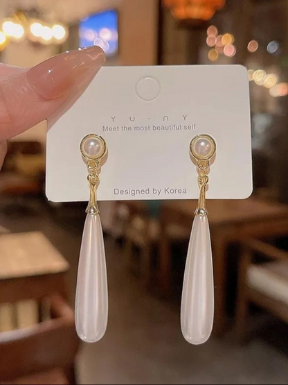 Classic Opal Tassel Korean Earrings