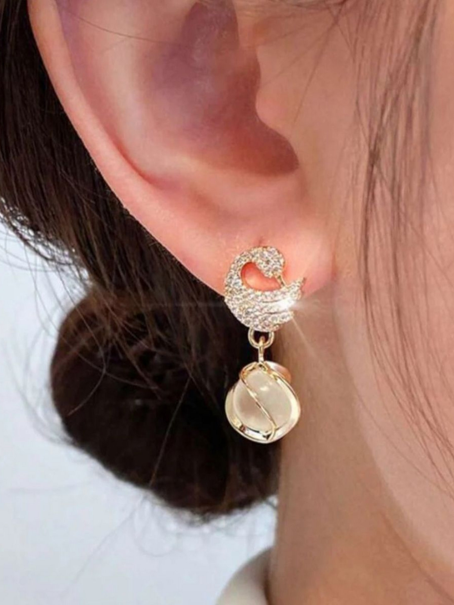 Swancy Fancy Pearl Drop Korean Earrings