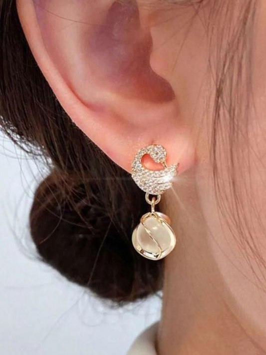 Swancy Fancy Pearl Drop Korean Earrings
