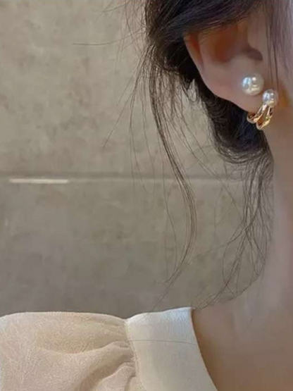 Double Pearl Korean Studs
