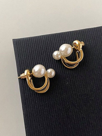 Double Pearl Korean Studs