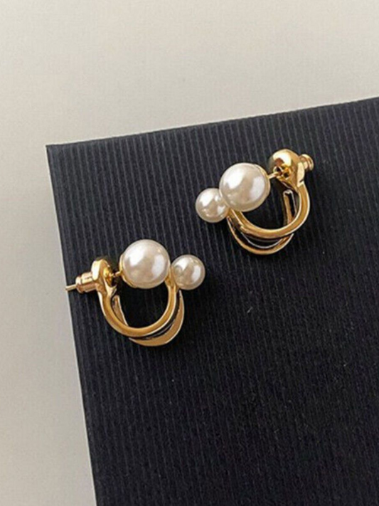 Double Pearl Korean Studs