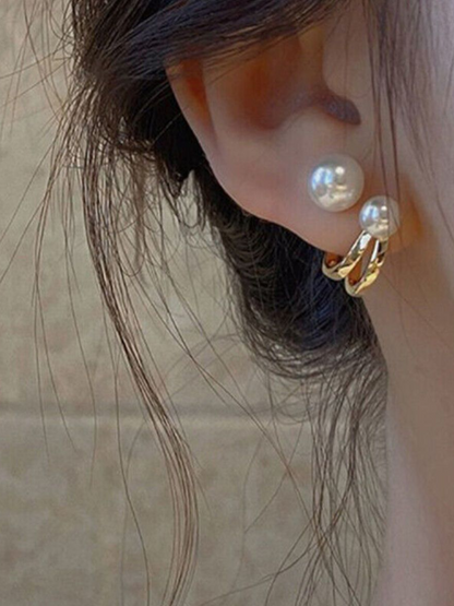 Double Pearl Korean Studs