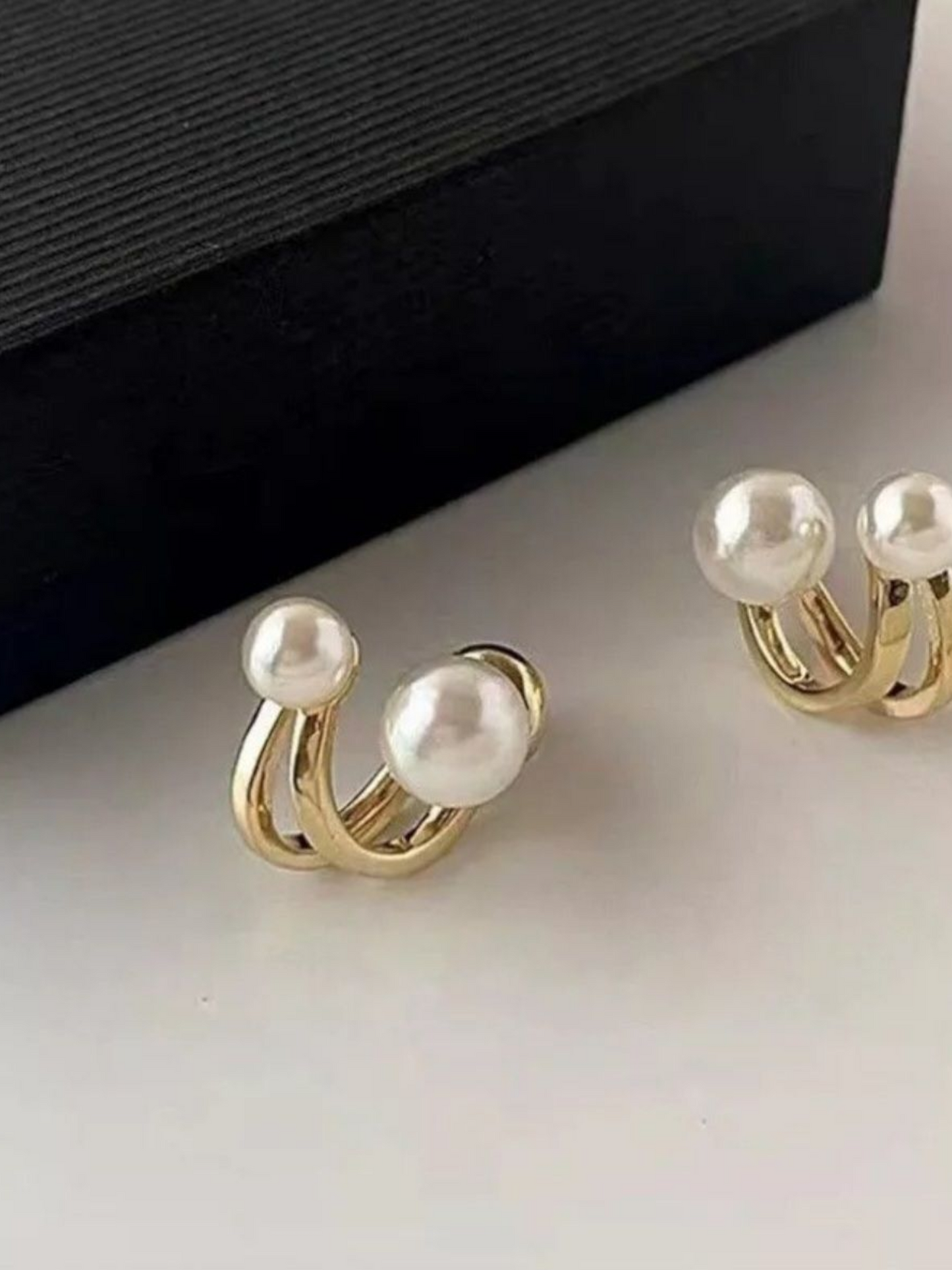 Double Pearl Korean Studs