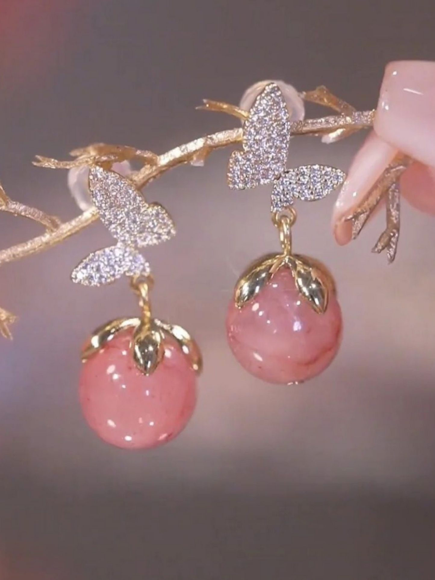 Cutest Peaches By Butterflies Classic Korean Earrings