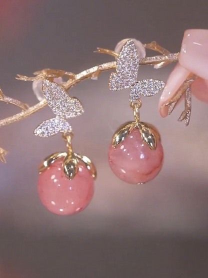 Cutest Peaches By Butterflies Classic Korean Earrings