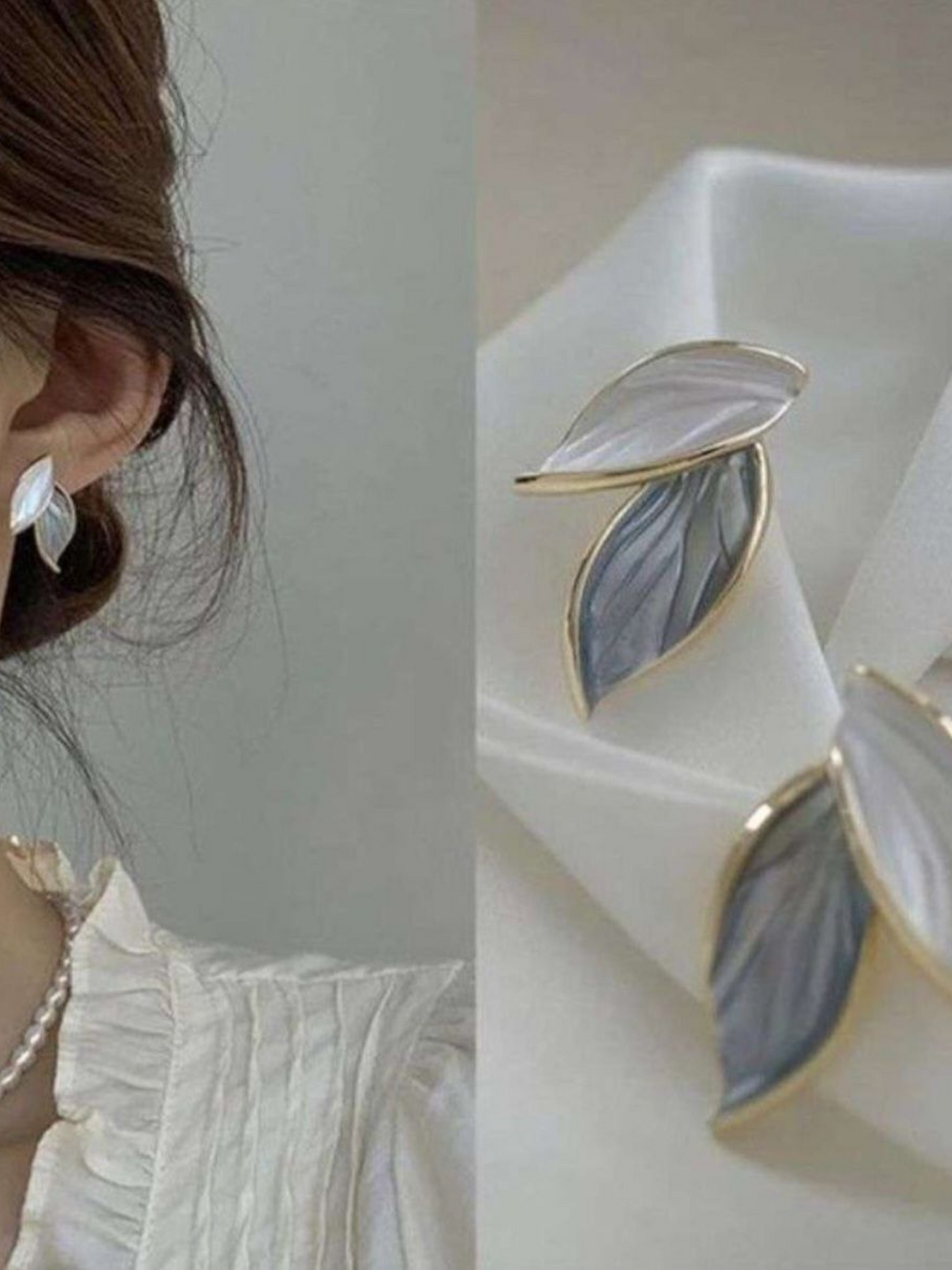Most Trending Lilac White Leaflets Korean Earrings
