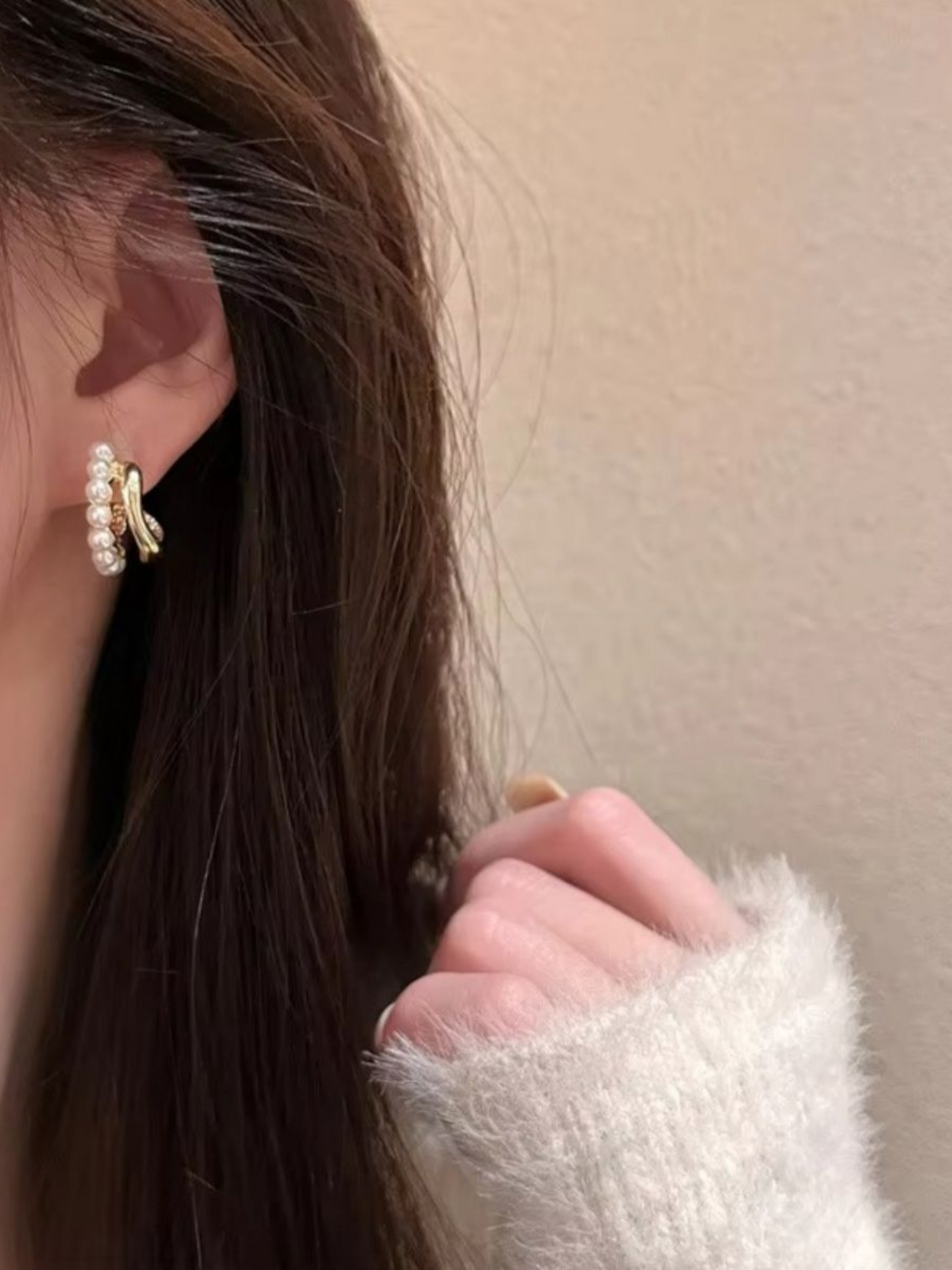 Pearl And Gold Trending Korean Earring Hoops