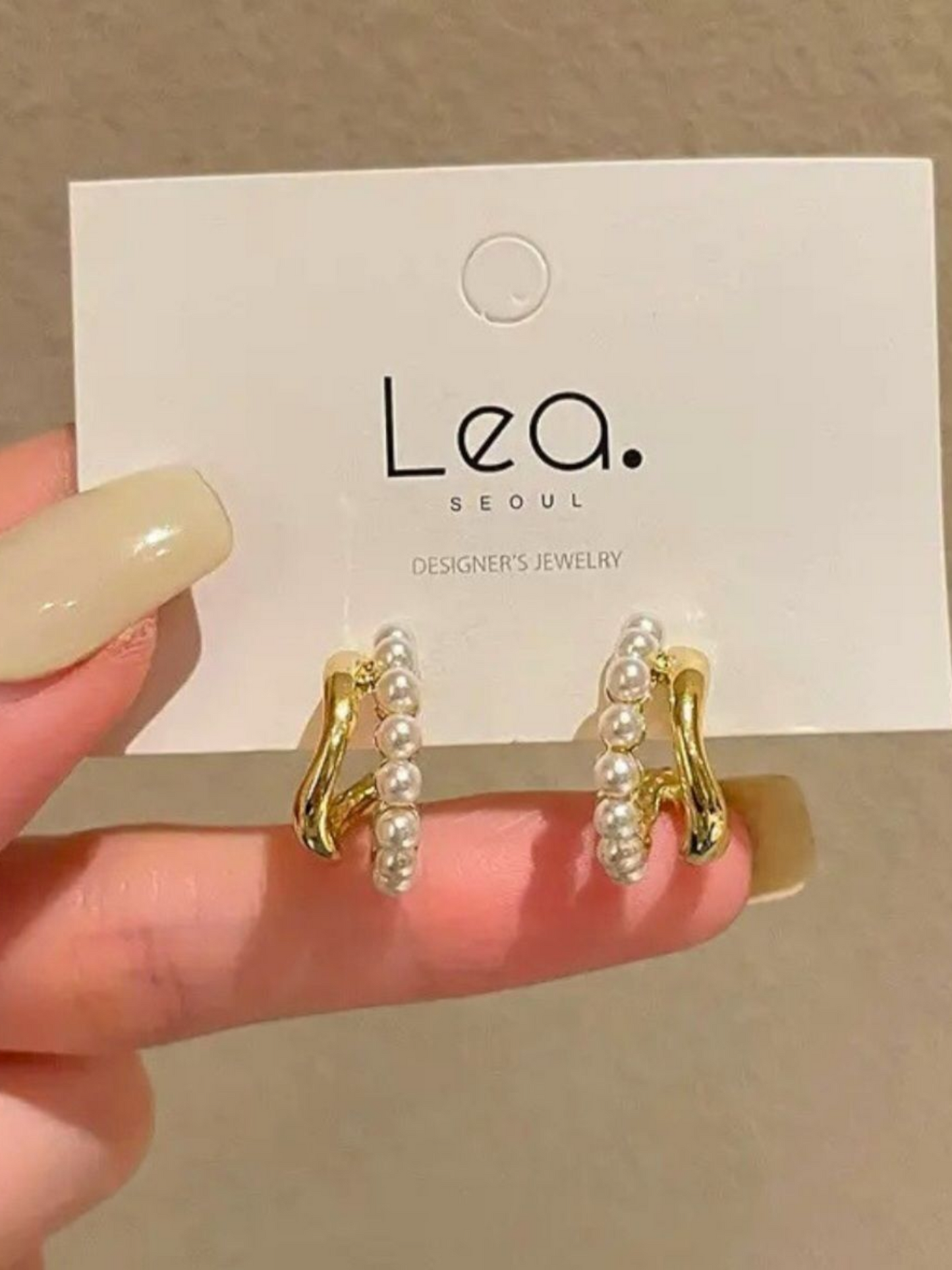 Pearl And Gold Trending Korean Earring Hoops