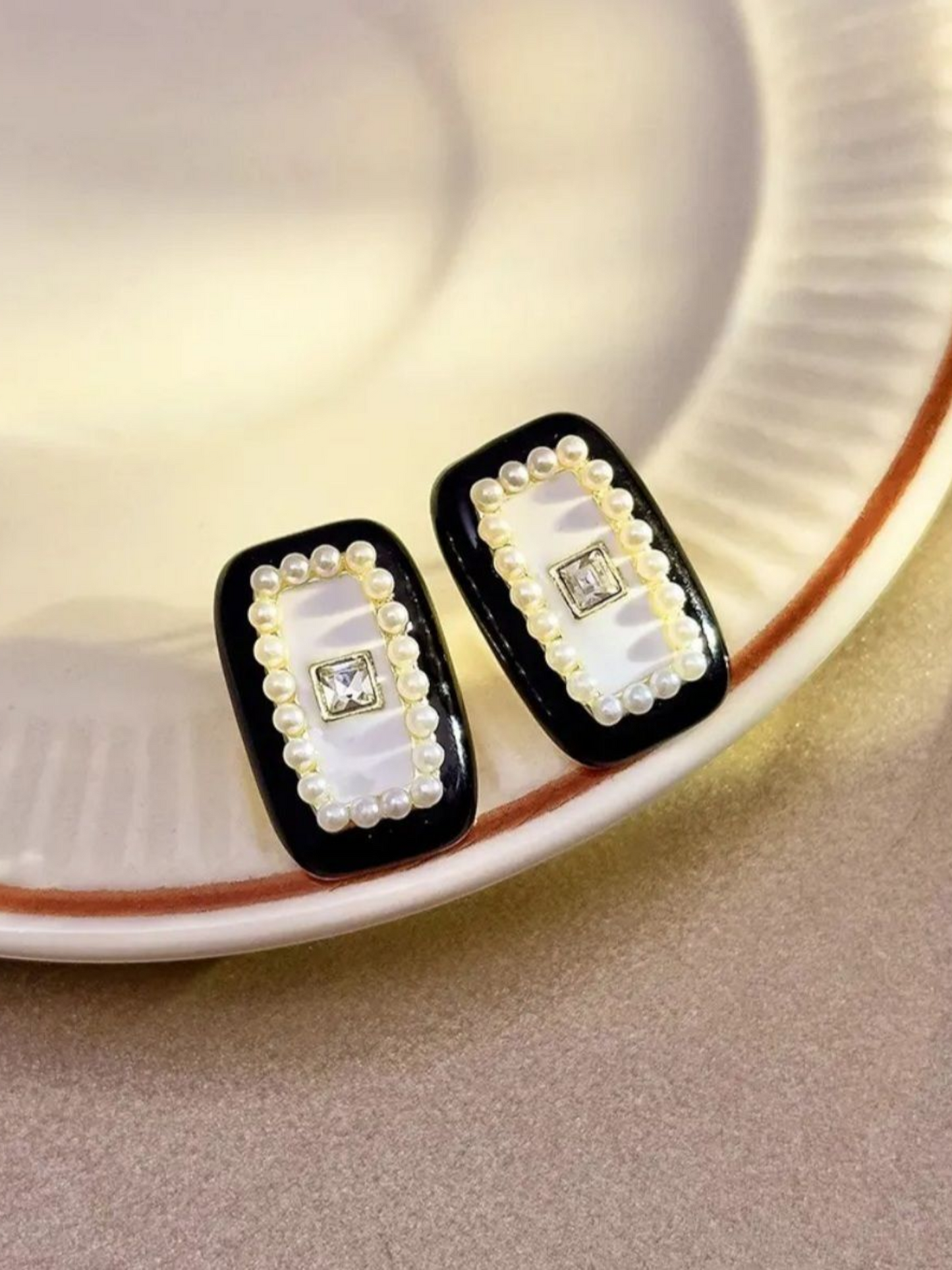 French Vintage Zircon Studs Korean Earrings