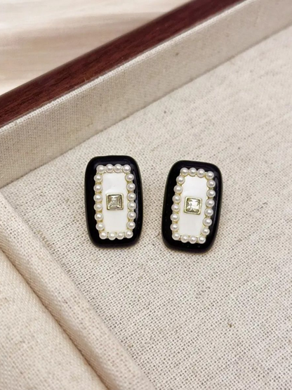 French Vintage Zircon Studs Korean Earrings