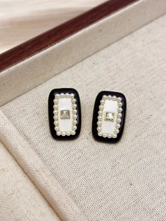 French Vintage Zircon Studs Korean Earrings