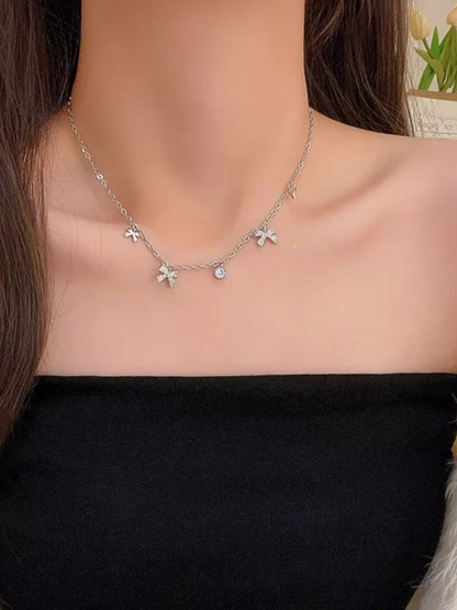 Bows And Vows - Sleek And Thin Bow Charms Anti Tarnished Necklace
