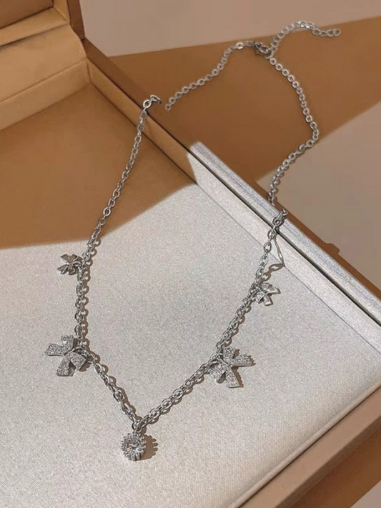 Bows And Vows - Sleek And Thin Bow Charms Anti Tarnished Necklace