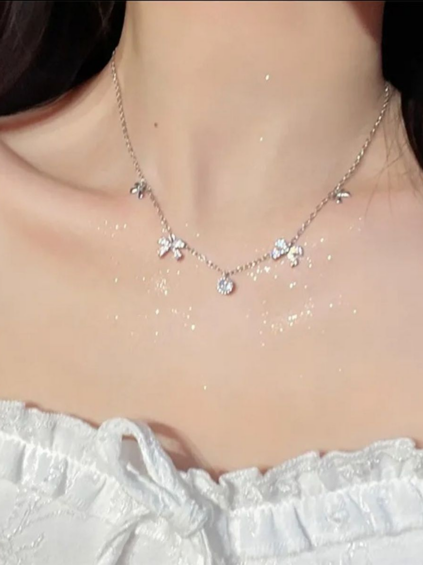 Bows And Vows - Sleek And Thin Bow Charms Anti Tarnished Necklace
