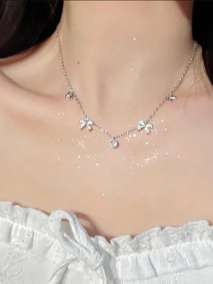 Bows And Vows - Sleek And Thin Bow Charms Anti Tarnished Necklace