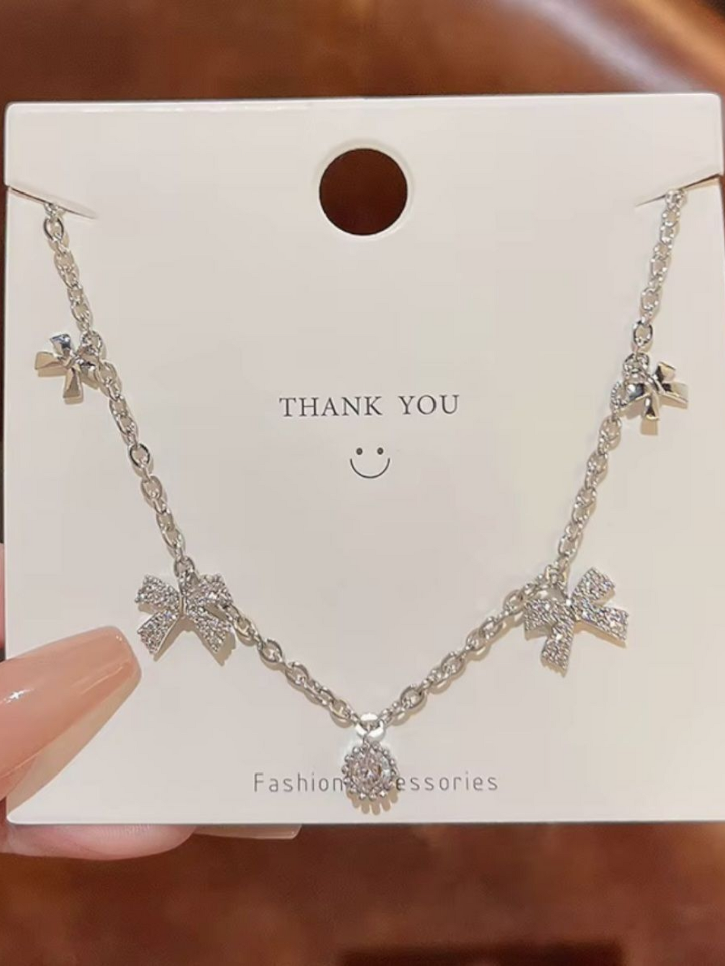 Bows And Vows - Sleek And Thin Bow Charms Anti Tarnished Necklace