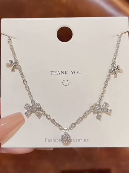 Bows And Vows - Sleek And Thin Bow Charms Anti Tarnished Necklace