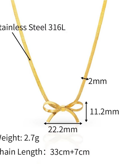 Bow knot Golden Flat Chain High Quality Necklace