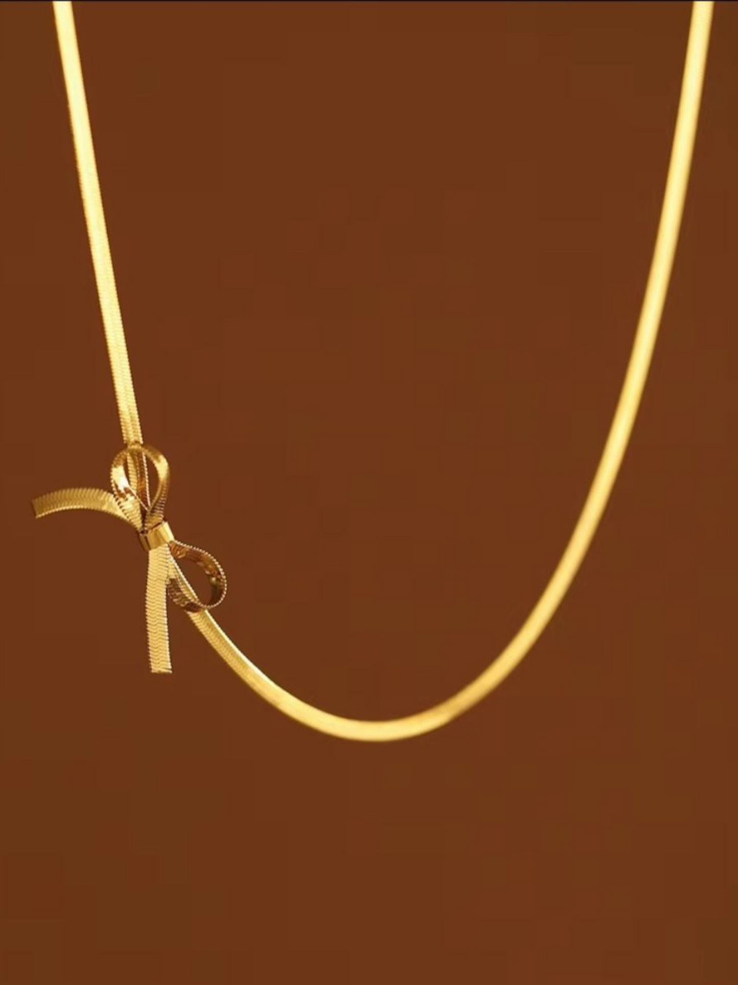 Bow knot Golden Flat Chain High Quality Necklace