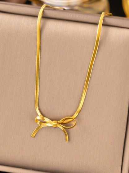 Bow knot Golden Flat Chain High Quality Necklace