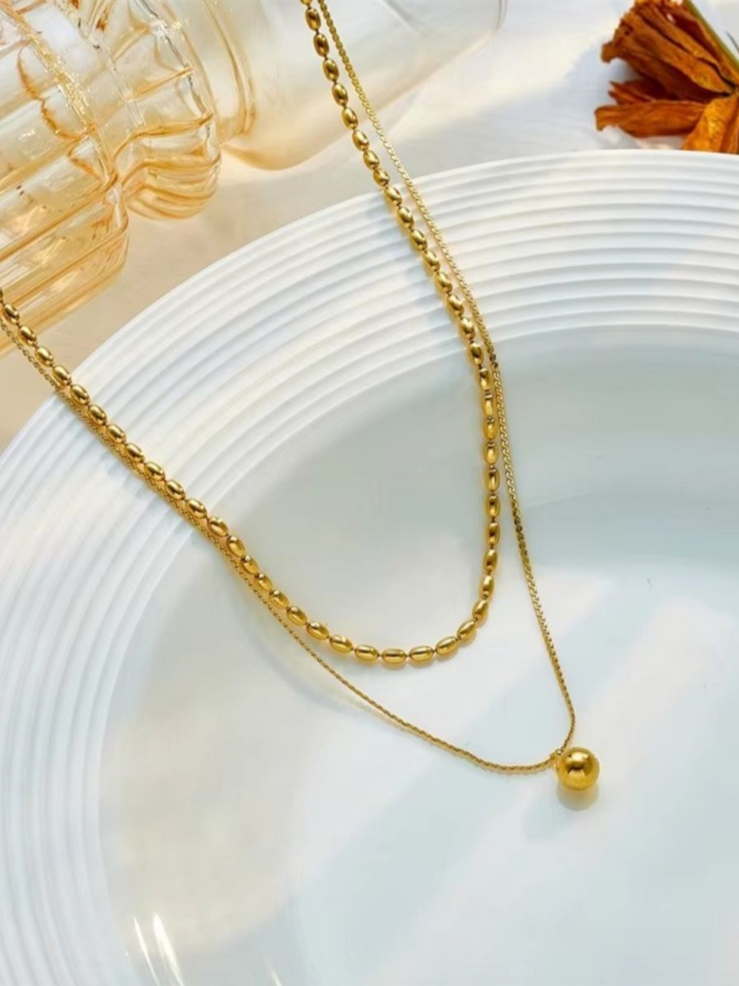 Double Layered Anti Tarnished Beautiful Statement Necklace