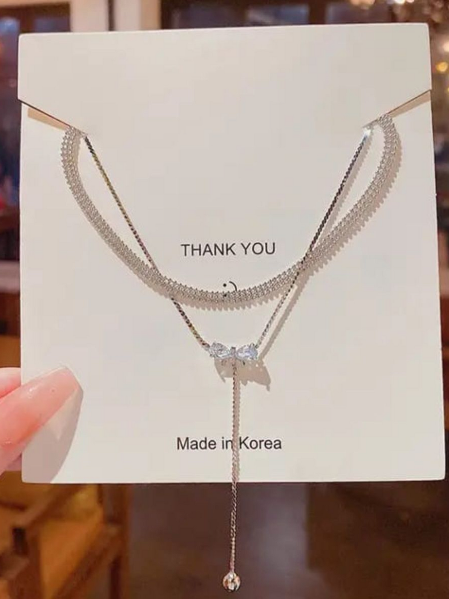 Double Layered Tassel Drop Silver Colour Anti Tarnished Nalecklace