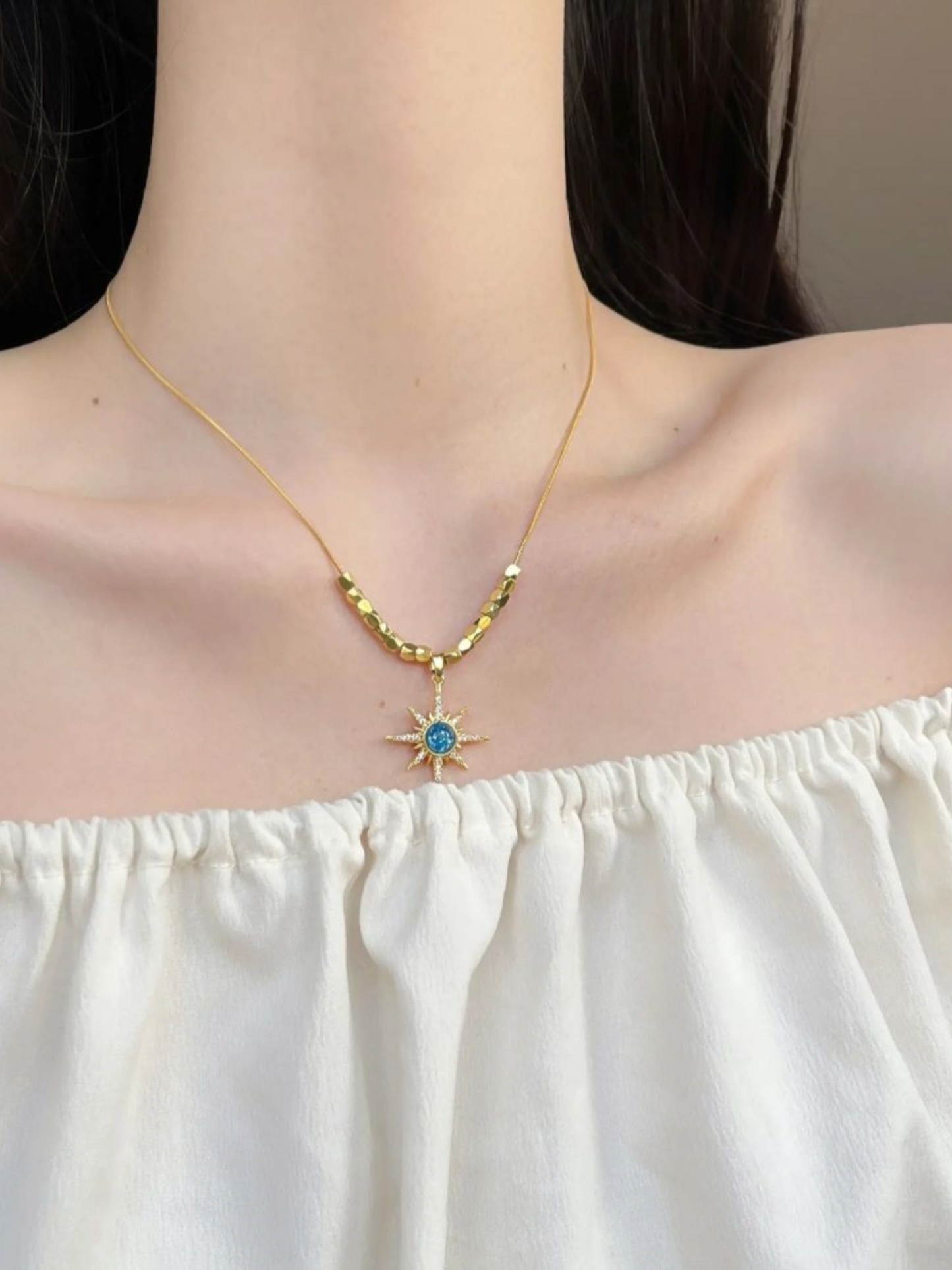Sun Star Pendant High Quality Anti Tarnished Beautiful Necklace
