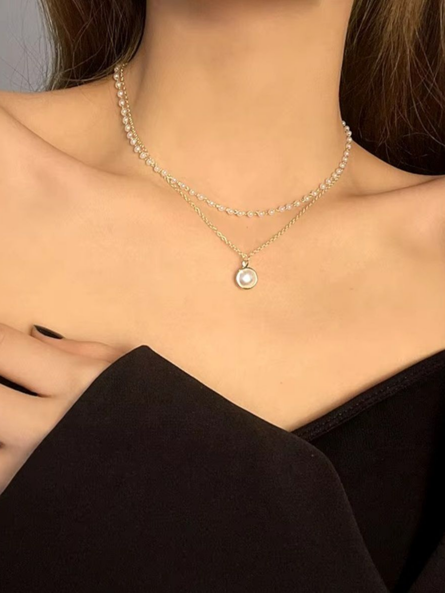 Double Layered Opal Pendant Anti Tarnished Necklace