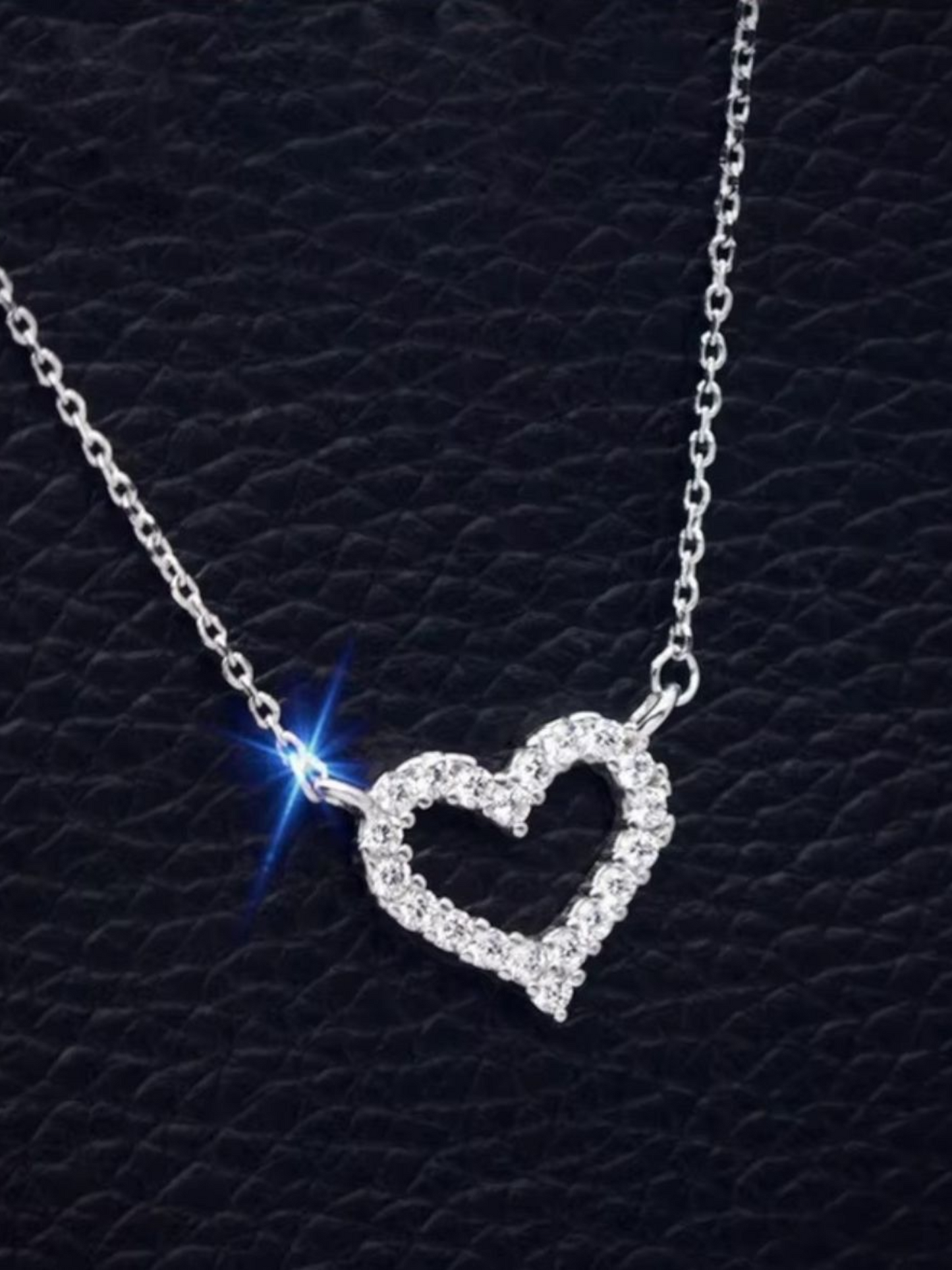 Hanging Love Silver Tone Shimmering Cute Necklace